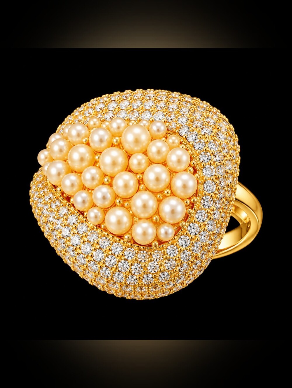 21kgp Dubai Jewelry Elegant Gold Pearl Ring